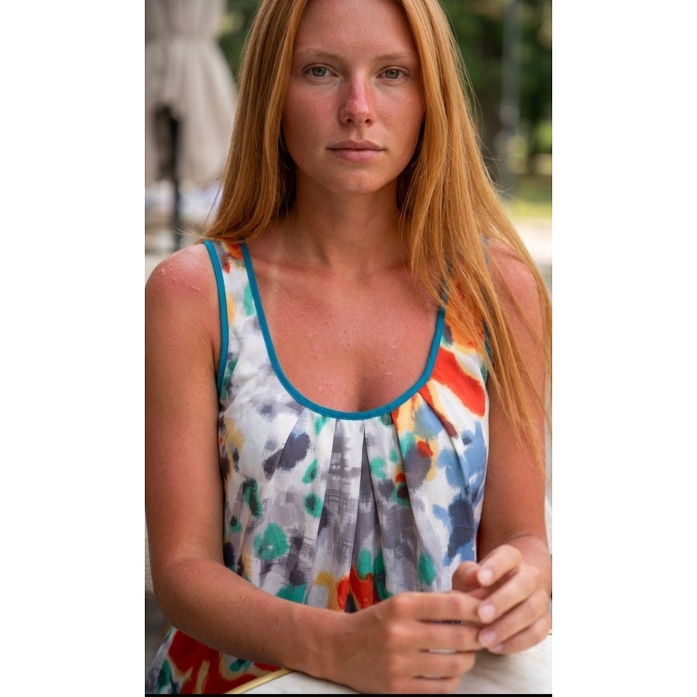 Ne wAnthropologie Fei Liquid Bouquet Tank Shirt Abstract Multicolor size M